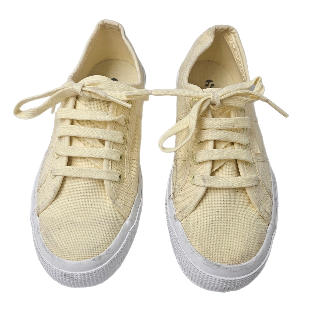 Superga 2750 Cotu Canvas Sneakers Pastel Yellow Size 37 US 6.5 Lace Up